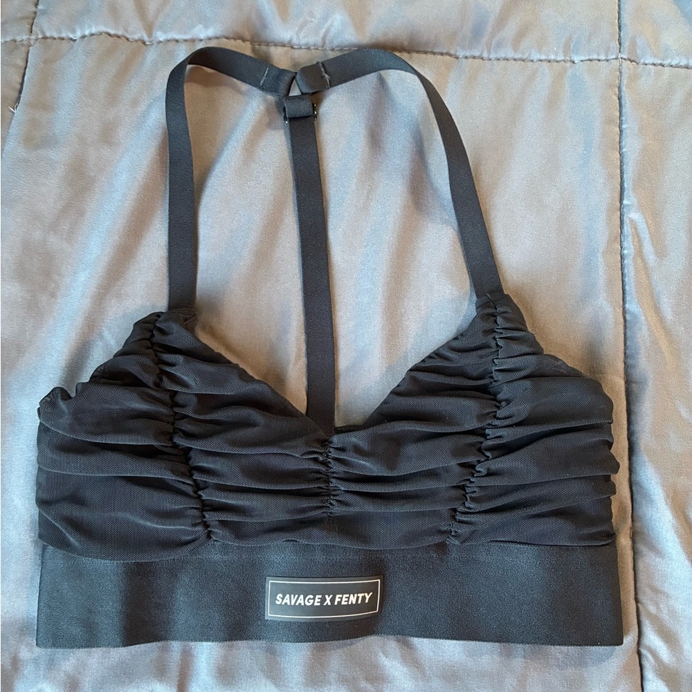 Savage X Fenty Black Ruched Bra